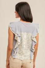 Load image into Gallery viewer, Ditsy Flutter Ruffle Slub Top