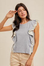 Load image into Gallery viewer, Ditsy Flutter Ruffle Slub Top