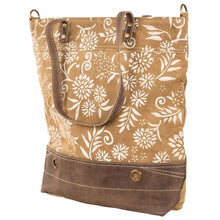 Load image into Gallery viewer, Tan Floral Pattern Canvas Tote