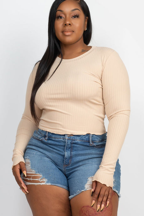 plus size long sleeve top front