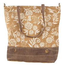 Load image into Gallery viewer, Tan Floral Pattern Canvas Tote