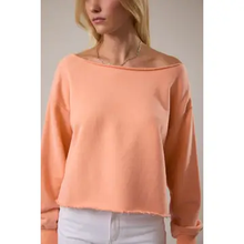 Load image into Gallery viewer, light orange off the shoulder sweatshirt