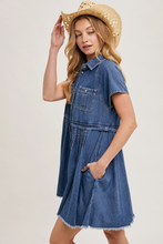 Load image into Gallery viewer, Denim Button Down Mini Dress