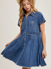 Load image into Gallery viewer, Denim Button Down Mini Dress