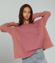Load image into Gallery viewer, mauve waffle knit mineral washed top