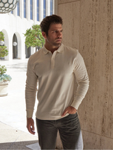 Load image into Gallery viewer, Cream long sleeve polo shirt for men