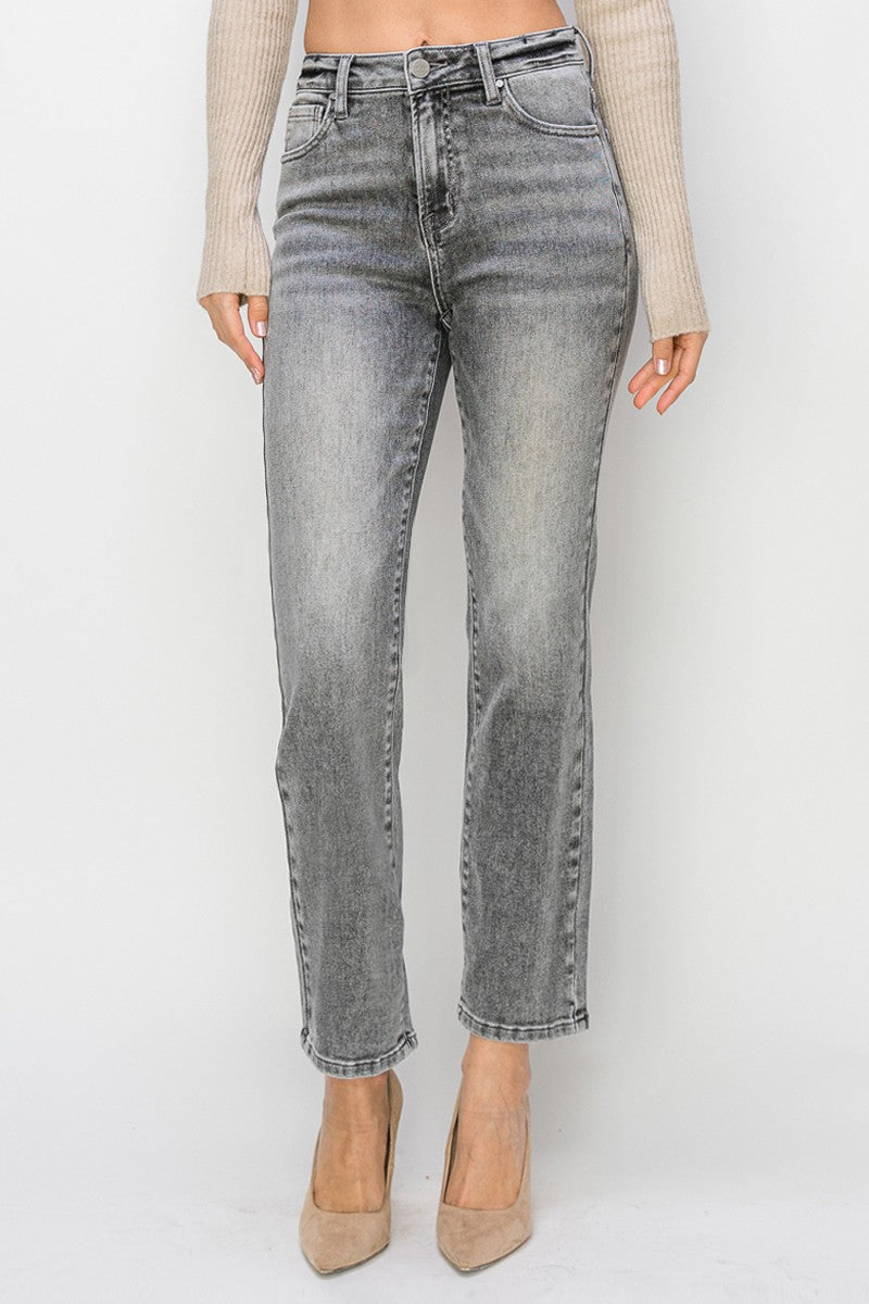 High Rise Crop Straight Jeans