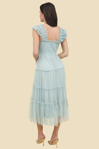 Polka Dot Smocked Midi Dress