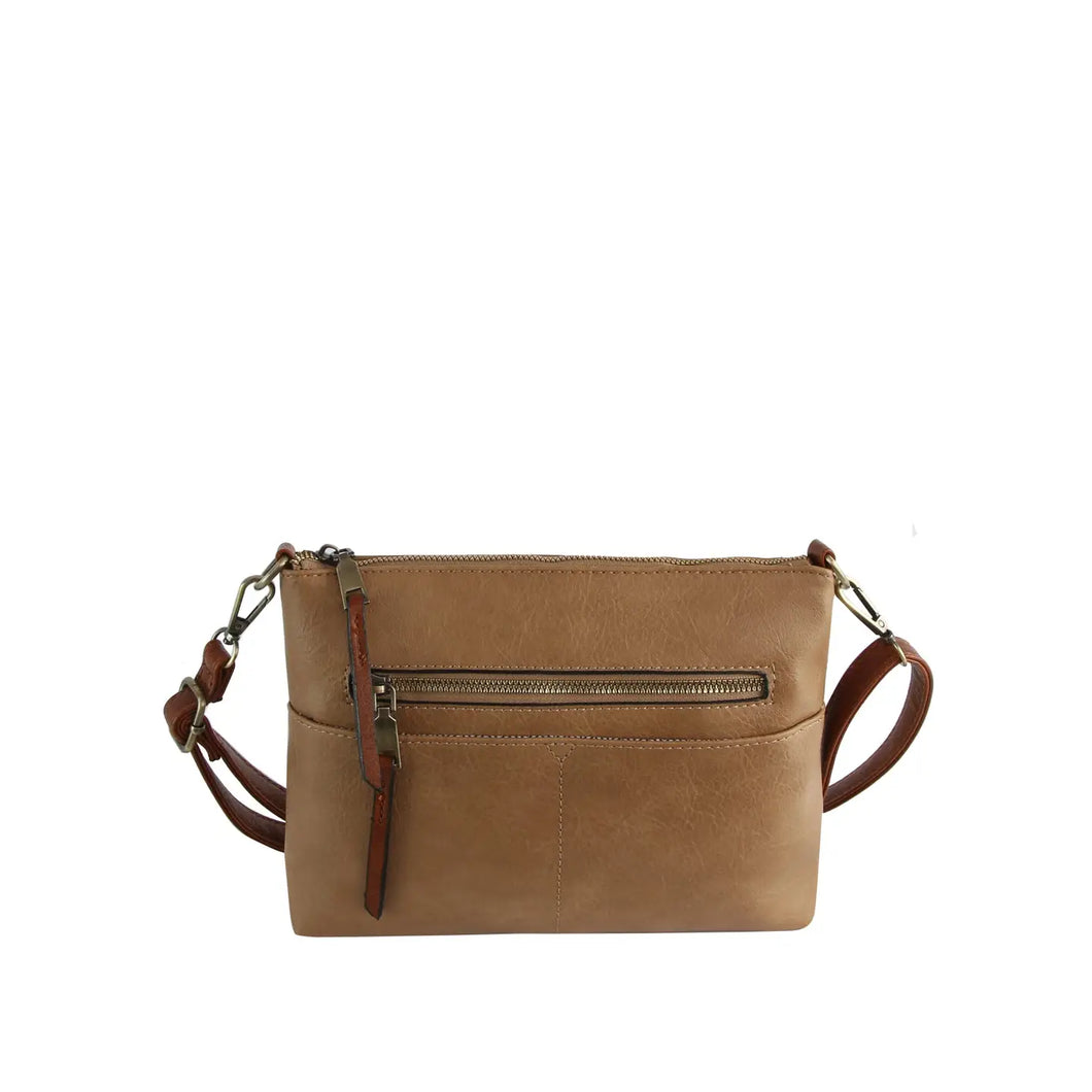 small crossbody vegan leather purse in Mocha brown