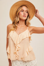 Load image into Gallery viewer, Fluttery Ruffle spaghetti strap top
