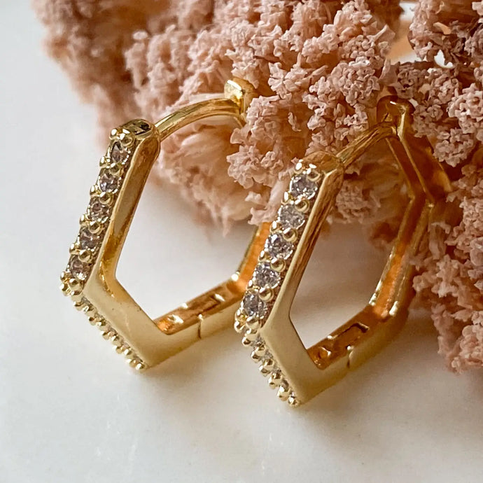 hexagon shaped huggie earrings