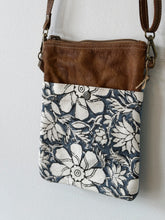 Load image into Gallery viewer, Blue Canvas and Flowers Shoulder Bag
