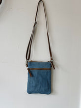 Load image into Gallery viewer, Blue Canvas and Flowers Shoulder Bag
