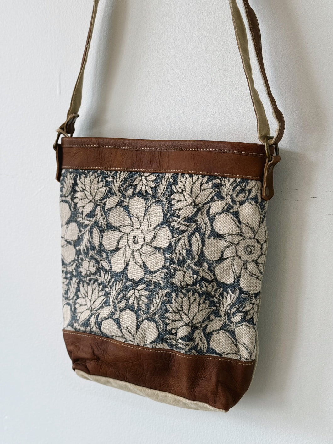 Blue Canvas Floral Crossbody