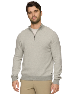 men's 1/4 zip light gray sweater