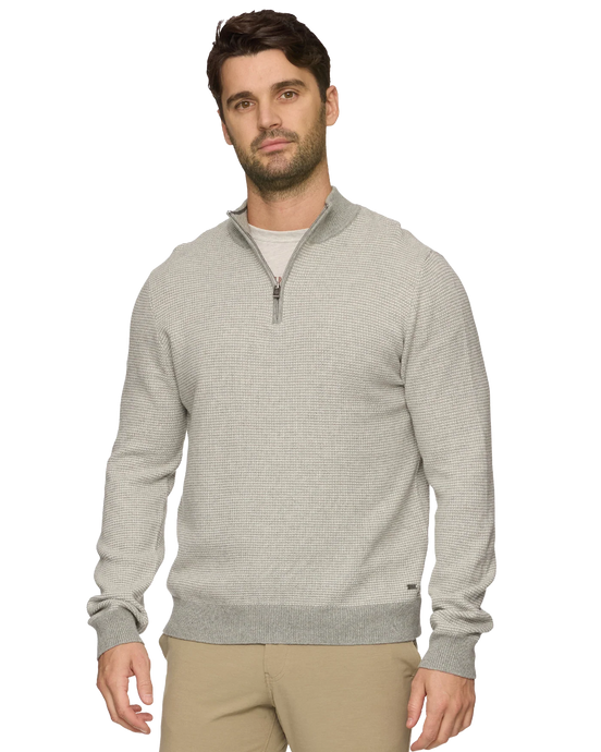 men's 1/4 zip light gray sweater
