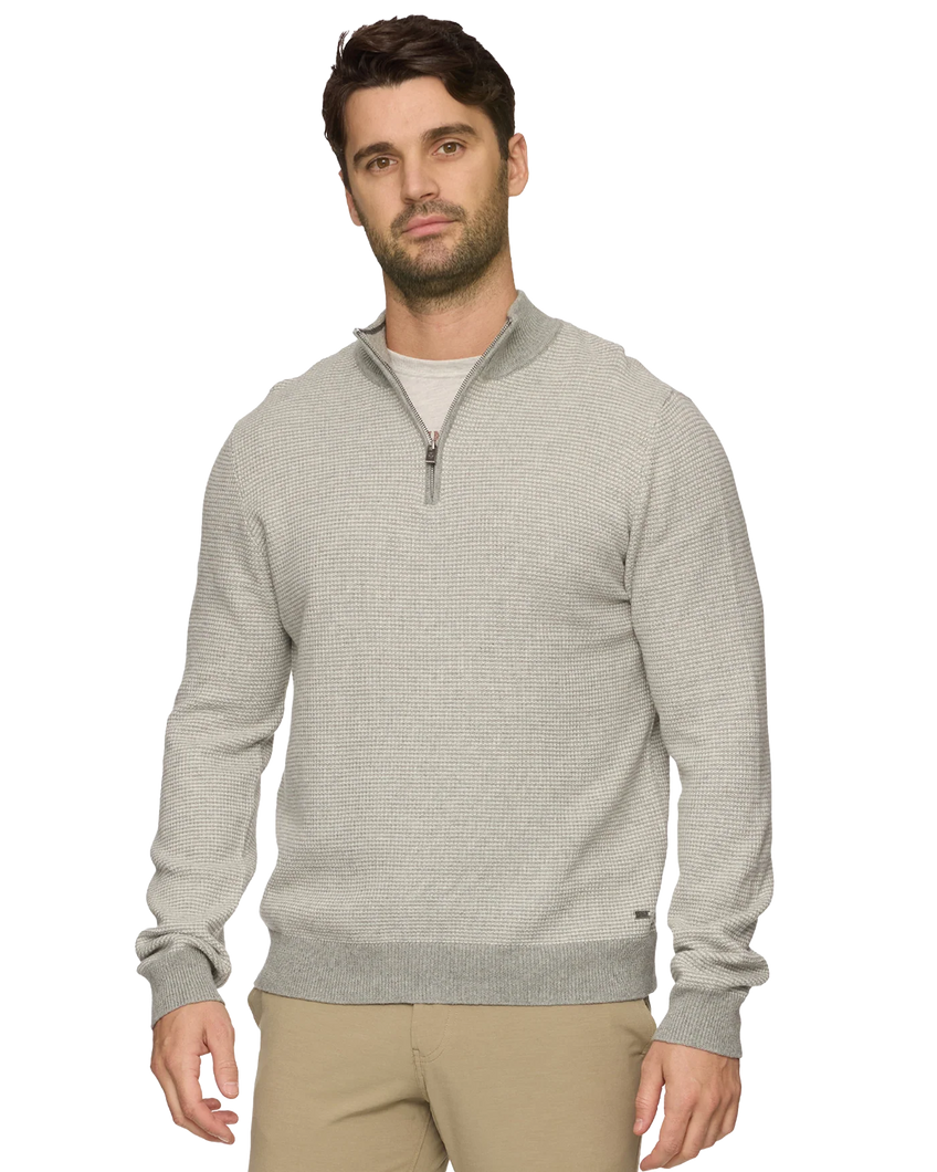 men's 1/4 zip light gray sweater