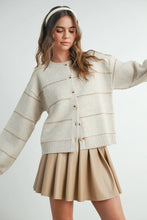 Load image into Gallery viewer, women&#39;s neutral striped button up cardigan
