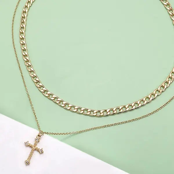 Layered Cross Necklace
