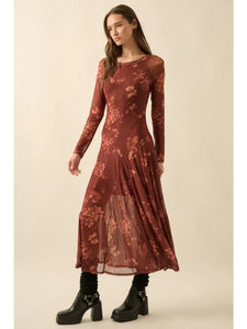 long sleeve asymmetrical midi dress