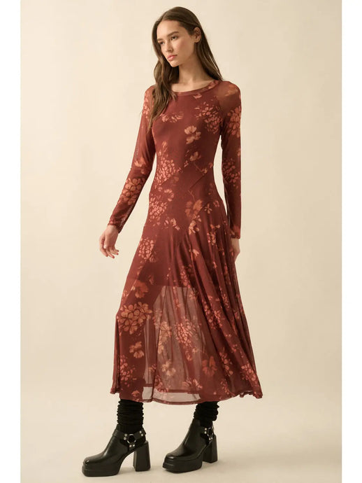 long sleeve asymmetrical midi dress