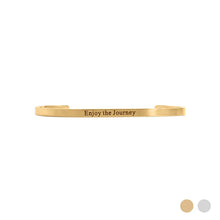 Load image into Gallery viewer, A slim gold-tone cuff bracelet engraved 
