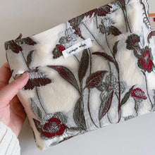 Load image into Gallery viewer, Green &amp; Red Floral Make-Up Bag
