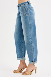 Zoe Mid Rise Barrel Jeans