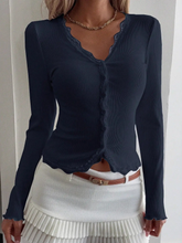 Load image into Gallery viewer, button up long sleeve ribbed shirt
