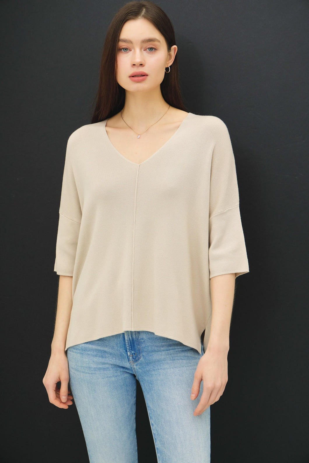 Drop Shoulder Half Sleeve Sweater