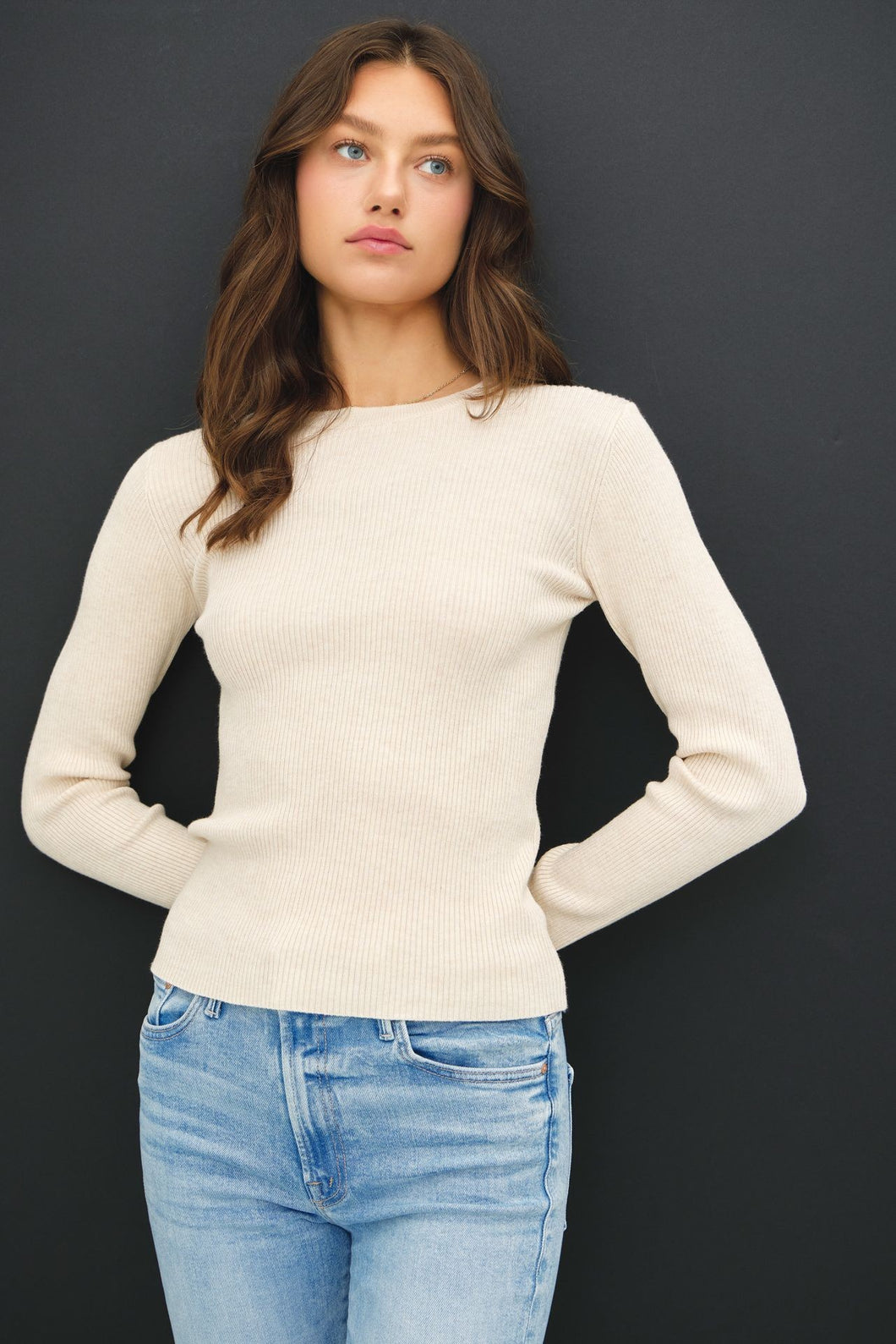Classic Long Sleeve Rib Sweater