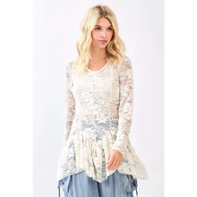 Load image into Gallery viewer, white lace long sleeve layering top
