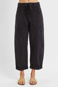 High Rise Crop Barrel Cargo Jeans