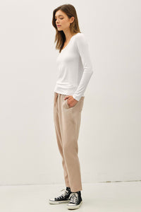 Basic Scoop Neck Ribbed Tee