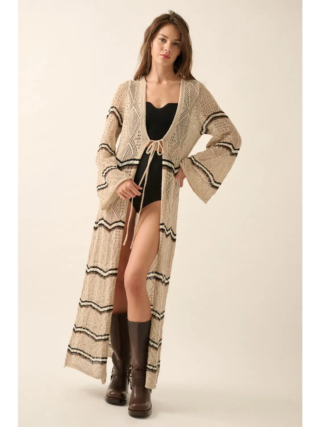 Crochet Knit Duster Cardigan