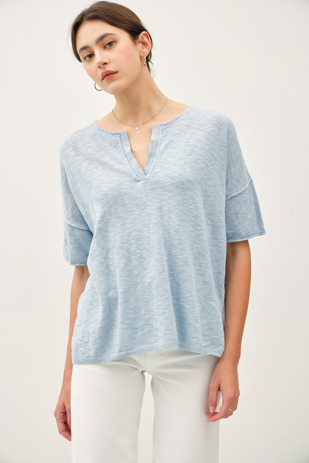 Drop Shoulder Cotton Slub Tee