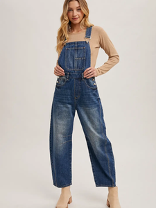 Denim Barrel Overalls