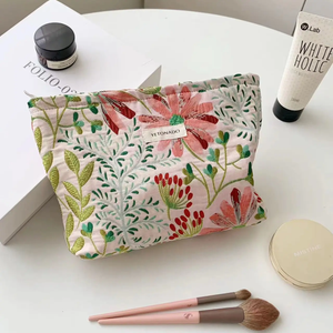 Colorful Flower Print Makeup Bag