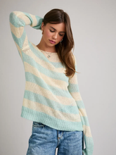 Load image into Gallery viewer, lightweight light blue and cream sweater
