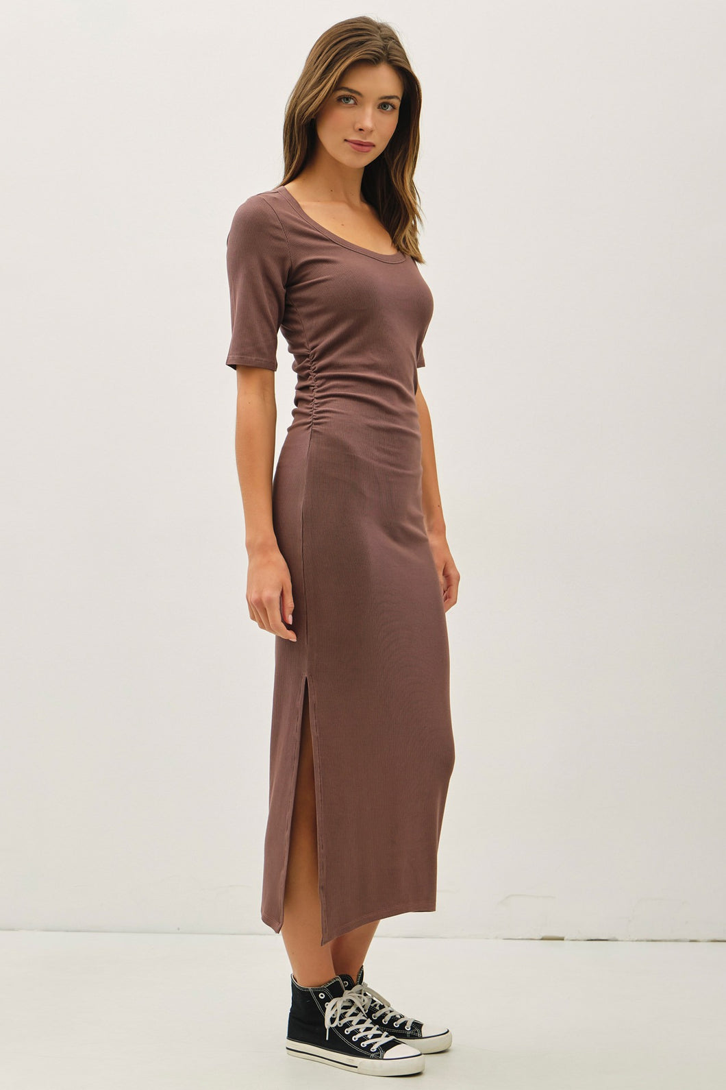Basic Ribbed Midi Dress