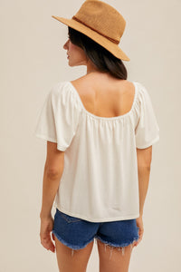 Butterfly Sleeve Pointelle Knit Top