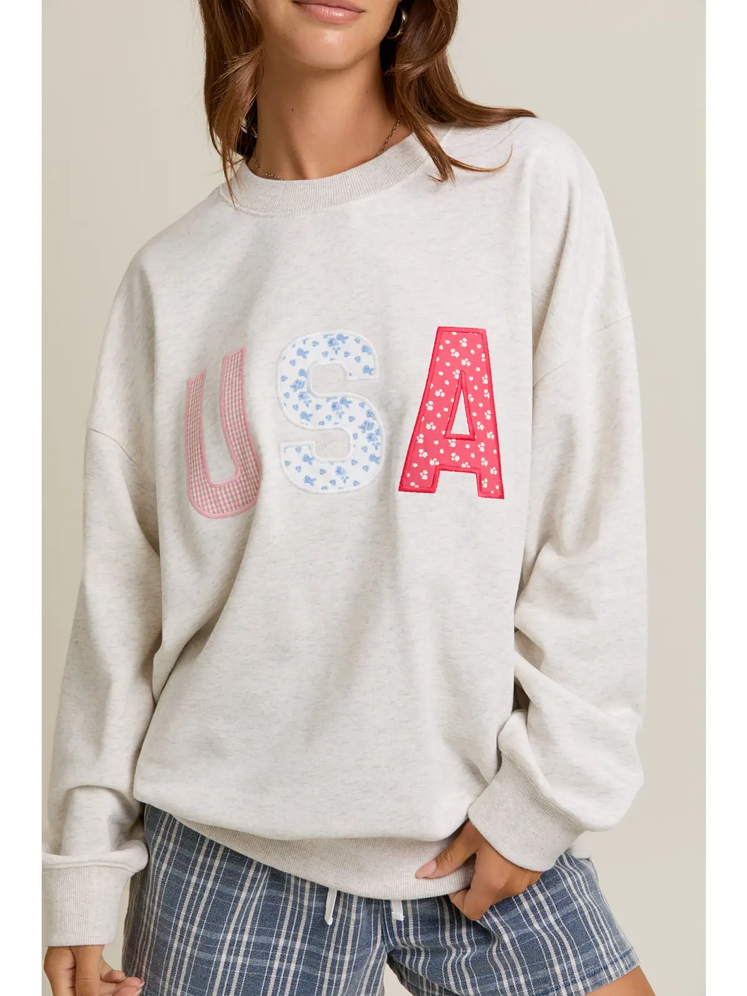 USA Patchwork Crewneck