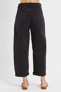 High Rise Crop Barrel Cargo Jeans