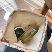 Load image into Gallery viewer, Yellow Floral Make Up Bag
