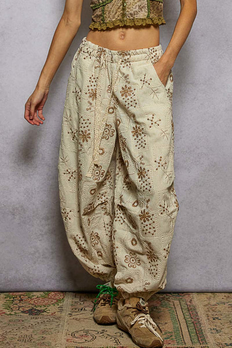 embroidered jogger pants