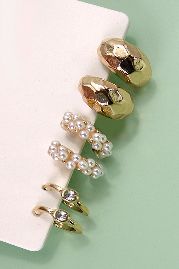 Trio Pearl & Diamond Earrings