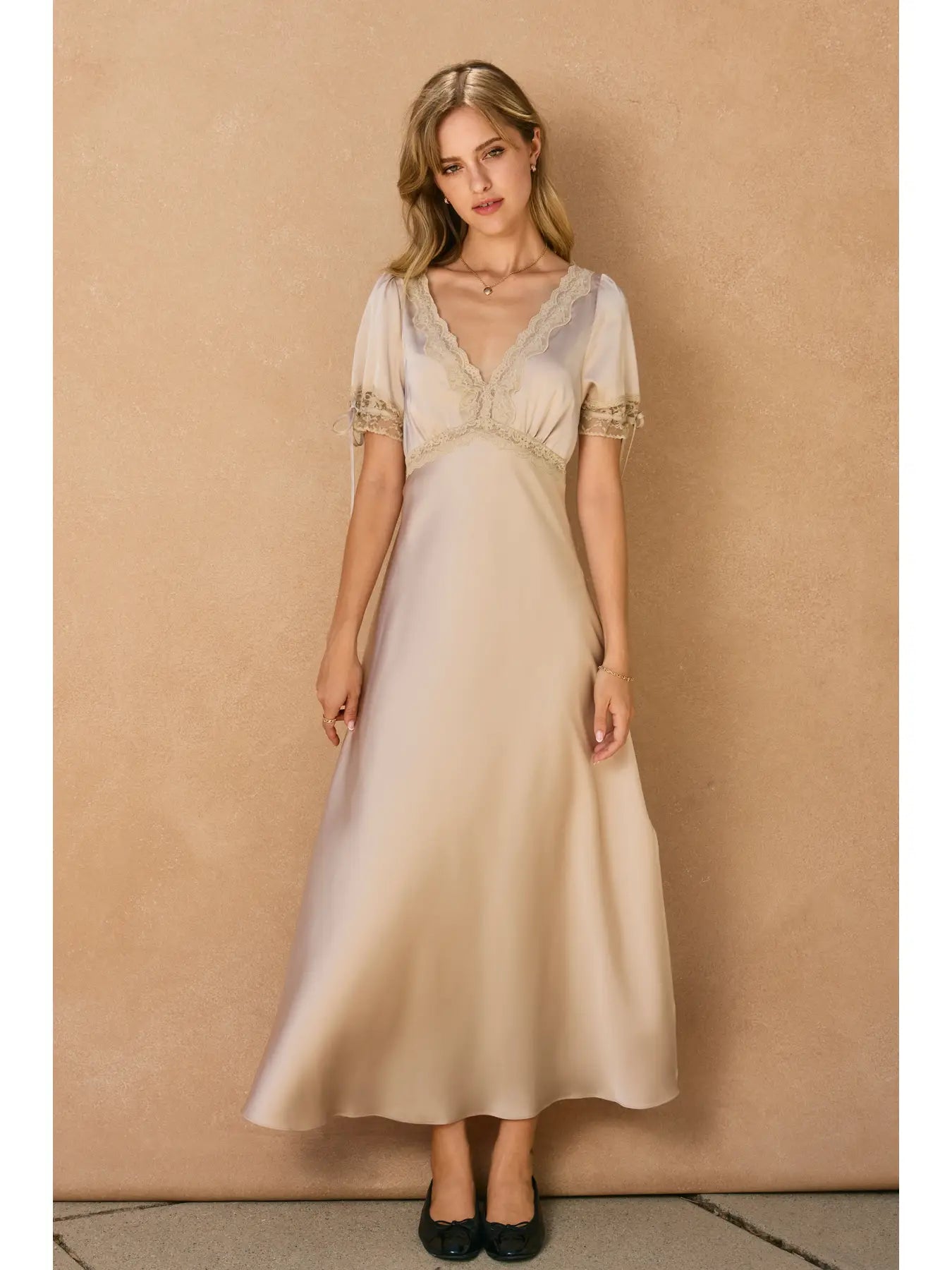 Aurelia Satin Midi Dress Oak & Ivory Clothing Co. Aurelia Satin Midi Dress Oak & Ivory Clothing Co.